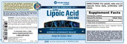Label for Double Strength Alpha Lipoic Acid 200 mg