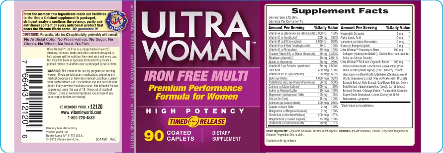 Label for Ultra Woman Iron Free Multi