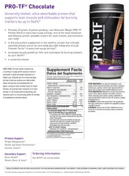 Label for 4Life Transfer Factor Pro-TF Chocolate