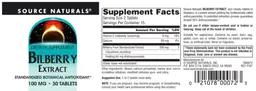 Label for Bilberry Extract 100 mg