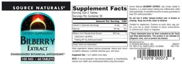 Label for Bilberry Extract 100 mg