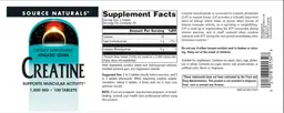 Label for Creatine 1,000 mg