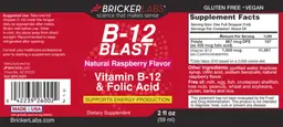 Label for B-12 Blast Natural Raspberry Flavor