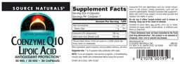 Label for Coenzyme Q10 Lipoic Acid 30 mg / 30 mg