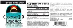 Label for Coenzyme Q10 30 mg Lipoic Acid 30 mg