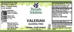 Label for Valerian Alcohol Free