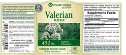 Label for Valerian Root 450 mg