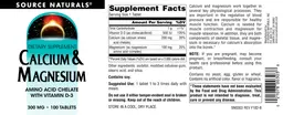 Label for Calcium & Magnesium 300 mg