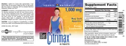 Label for Diet Citrimax 1,000 mg