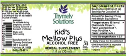 Label for Kid's Mellow Plus Alcohol Free