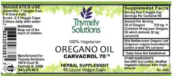 Label for Oregano Oil