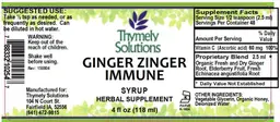 Label for Ginger Zinger Immune Syrup