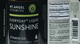 Label for Everyday Liquid Sunshine Vitamin D3