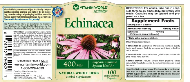 Label for Echinacea 400 mg