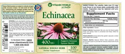 Label for Echinacea 400 mg