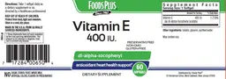 Label for Vitamin E 400 IU