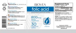 Label for Folic Acid 800 mcg
