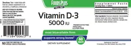 Label for Vitamin D-3 5000 IU