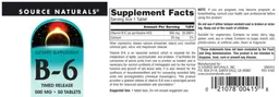 Label for B-6 500 mg