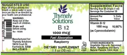 Label for B12 1000 mcg Raspberry