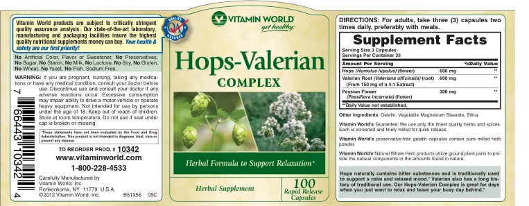 Label for Hops-Valerian Complex