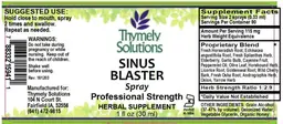 Label for Sinus Blaster Spray