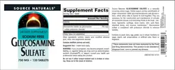Label for Glucosamine Sulfate 750 mg