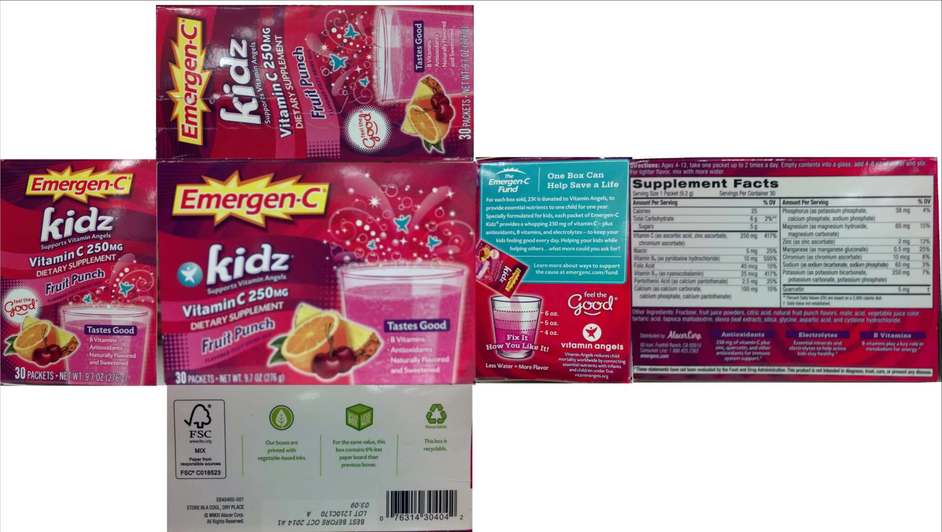 Label for Kidz Vitamin C 250 mg Fruit Punch