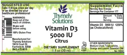 Label for Vitamin D3 5000 IU Citrus