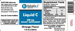 Label for Liquid C 500 mg Orange Flavor