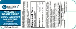 Label for Vitamin D Infant Liquid Delicious Natural Fruit Flavor
