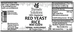 Label for Red Yeast Rice