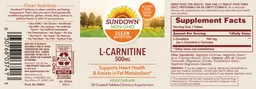 Label for L-Carnitine 500 mg