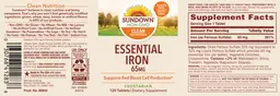 Label for Essential Iron 65 mg