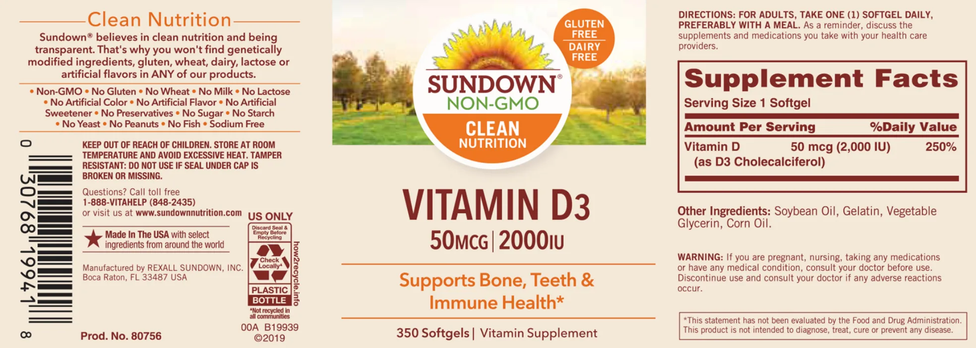 Label for Vitamin D3 50 mcg 2000 IU