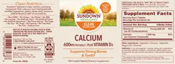 Label for Calcium 600 mg plus Vitamin D3