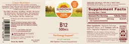 Label for B12 500 mcg