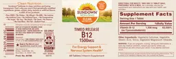 Label for B12 1500 mcg