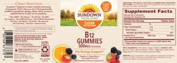 Label for B12 Gummies 500 mcg