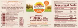 Label for Chewable Vitamin C 500 mg Orange Flavored