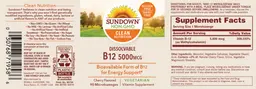 Label for Dissolvable B12 5000 mcg Cherry Flavored