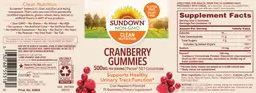 Label for Cranberry Gummies 500 mg Cran-Raspberry Flavored