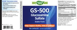 Label for GS-500 Glucosamine Sulfate