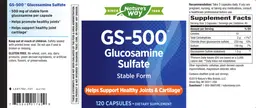 Label for GS-500 Glucosamine Sulfate