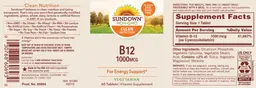 Label for B12 1000 mcg