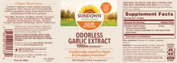 Label for Odorless Garlic Extract 1000 mg