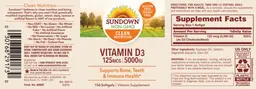 Label for Vitamin D3 125 mcg 5000 IU