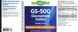 Label for GS-500 Glucosamine Sulfate
