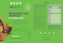 Label for Metabolic Age Support Pea Protein Shake Chocolate