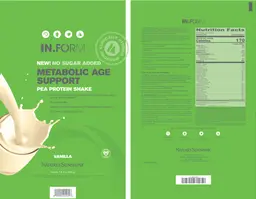 Label for Metabolic Age Support Pea Protein Shake Vanilla